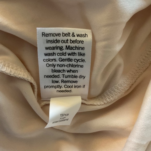 Lauren Conrad Faux Wrap Midi Dress Sz L Peach Orange Polka Dot Flutter Sleeve - Picture 9 of 11